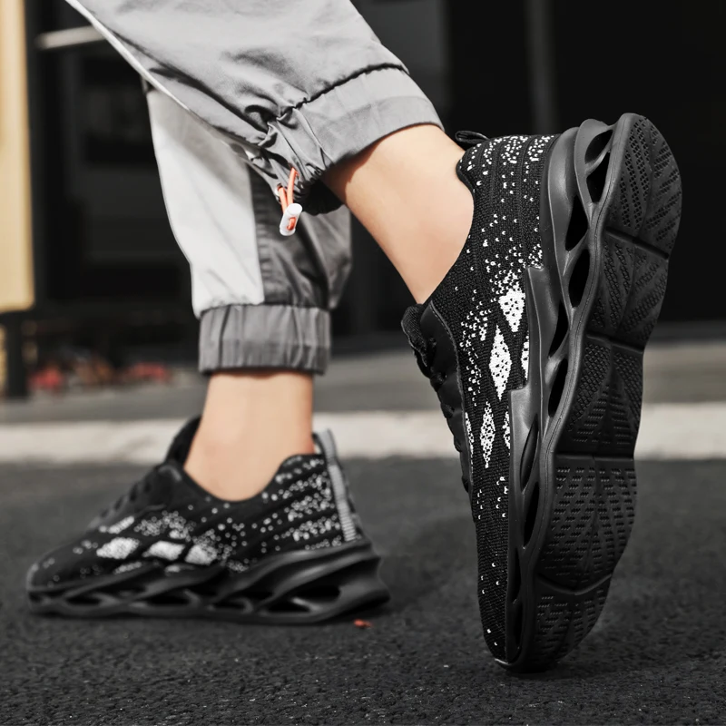 JIEMIAO Fashion Men Sneakers Comfortable Breathable Sport Shoes Outdoor Non-slip Wear-resistant Casual Running Shoes Size 39-46