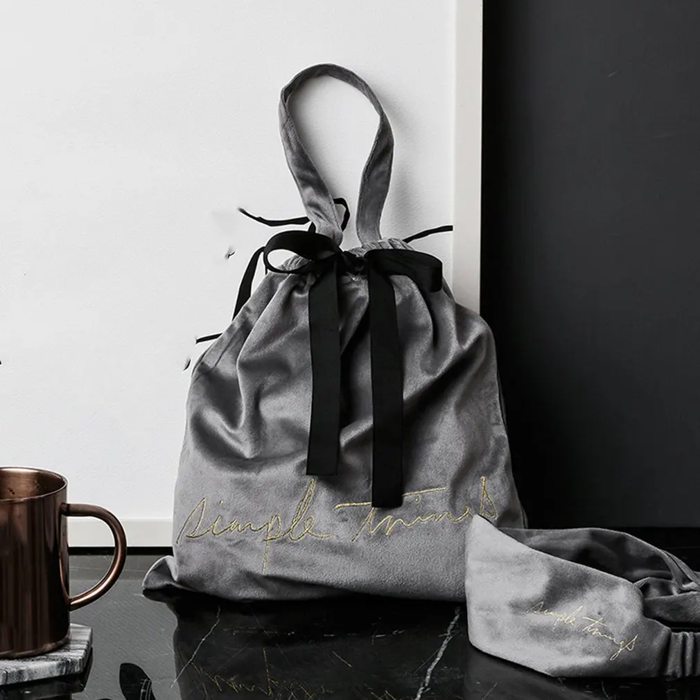 Бархатная сумка для хранения в скандинавском стиле комплект карманов на шнурке