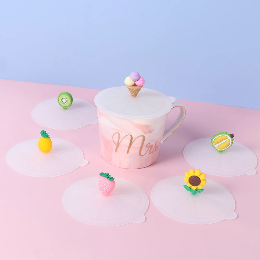 Мультфильм милый силиконовая крышка для стакана из термостойкого герметичность