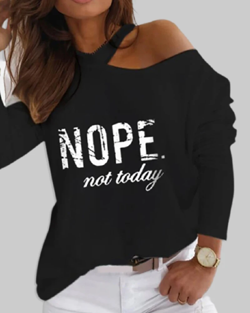 

2021 Women Plus Size Ladies One Shoulder Letter Printed T-Shirt Top Summer Loose Cute Tee Shirt Vogue Tops Female T-shirts