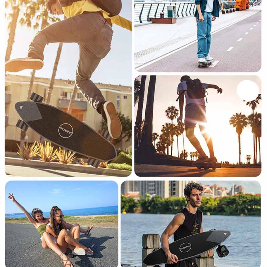 Maxfind скейтборд Лонгборд торможение колода четырехколесный привод Bluetooth