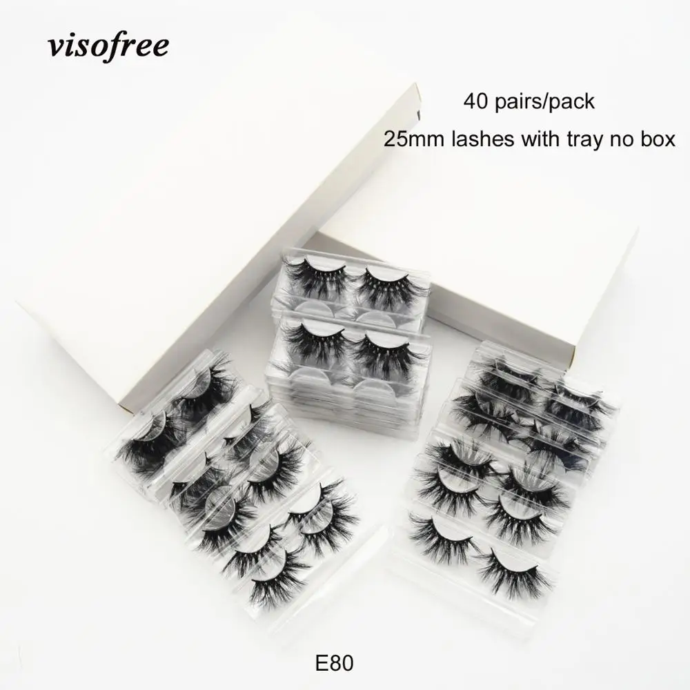 

40 pairs/lot visofree 25mm lashes makeup 3d Natural eyelashes 100% cruelty-free dramatic long lashes fluffy mink eyelashes E80