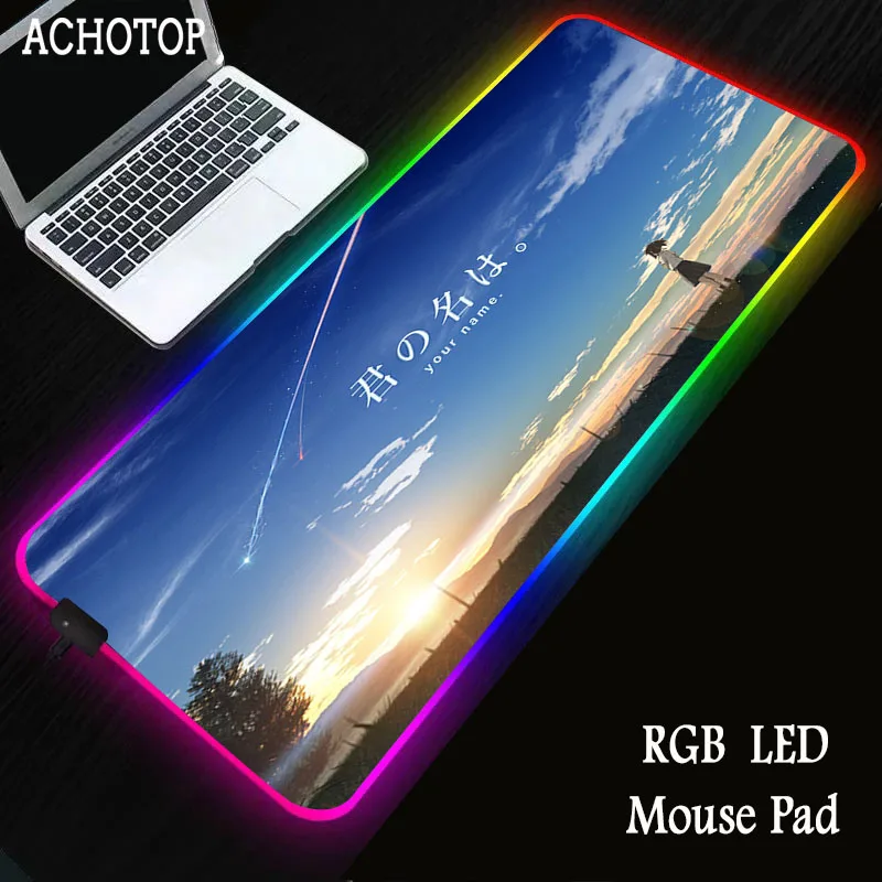 

Anime Your Name Gaming Mouse Pad RGB Large Mouse Pad Gamer Anime Mouse Mat Computer Mousepad Led Backlight Keyboard Desk Mat