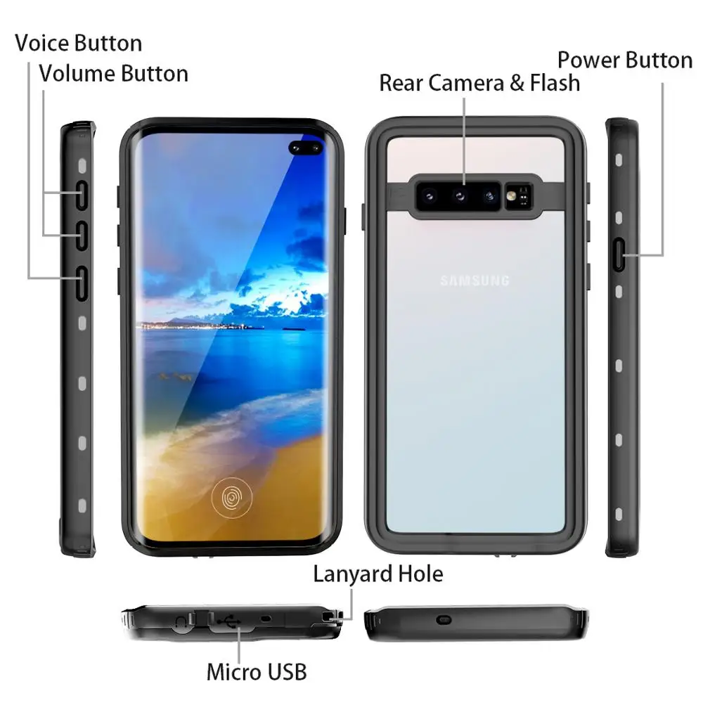 

SHELLBOX Original IP68 Water Proof Case Cover For Samsung S10 Plus Case S9 S8 Note 8 9 Full Protect Shockproof Anti-knock Fundas