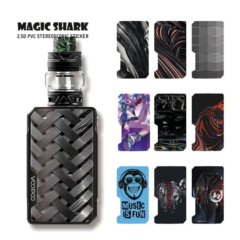 Чехол наклейка для Voopoo Drag Mini E Cigar 051 060 с надписью Magic Shark Tiger Wolf Music is Fun|Наклейки