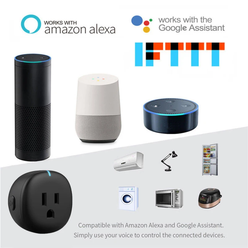 

10A US Standard WiFi Smart Plug Tuya APP Remote Control Home Appliances Works With For Alexa Google Home No Hub Require