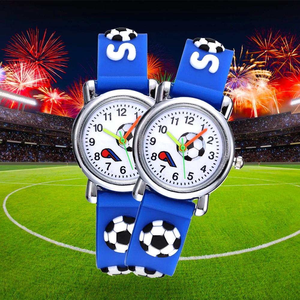 

Football Silicone Kids Watches Unique Design Cartoon Ball Wristwatch Boy Quartz Montre Enfant Children Birthdays Gift reloj niño