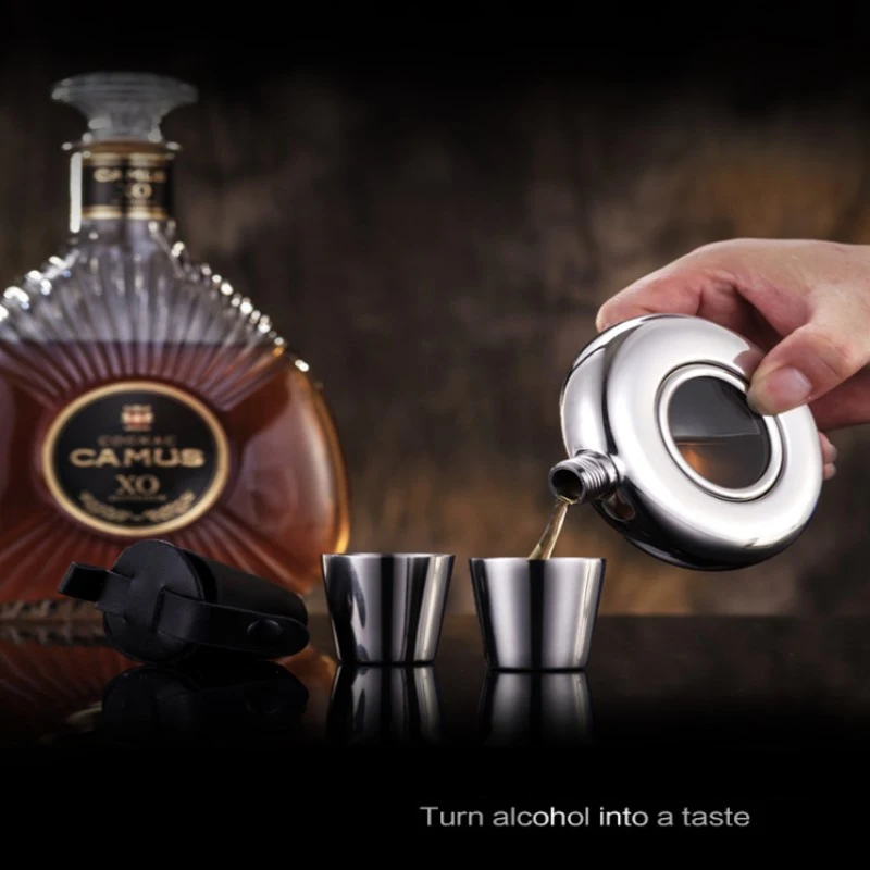 5 унций круглые полупрозрачные Нержавеющая сталь винных фужеров плоская Фляжка