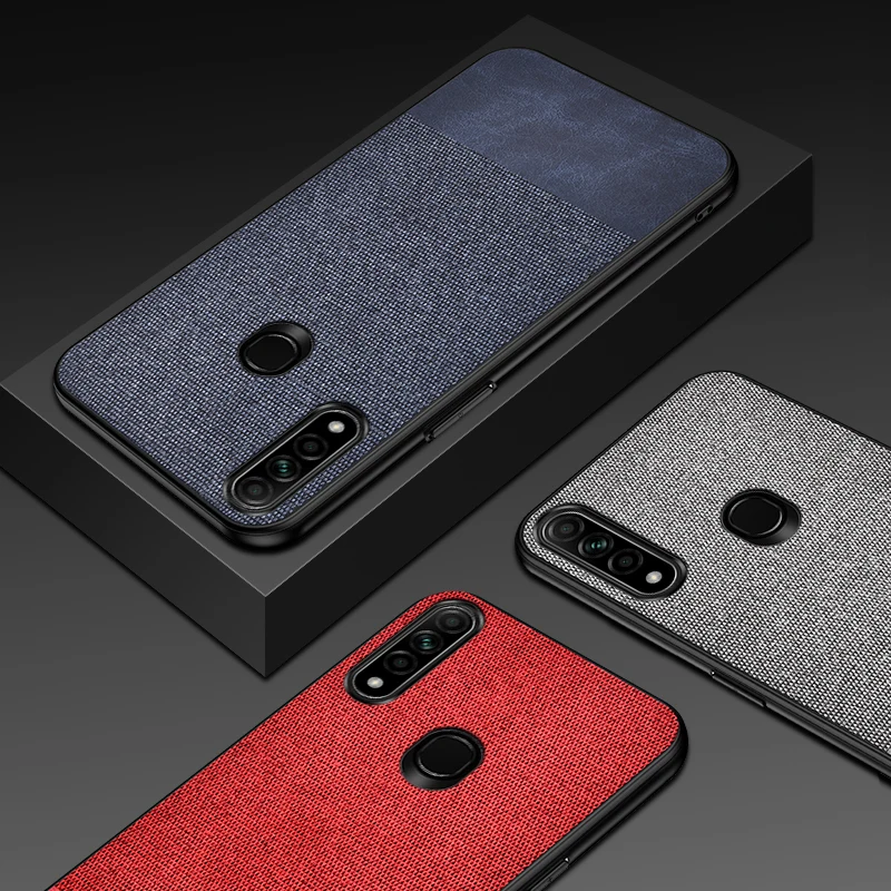 Для OPPO A8 тканевая ткань Жесткий PC задняя крышка для 2020 чехол телефона Rezzol бизнес