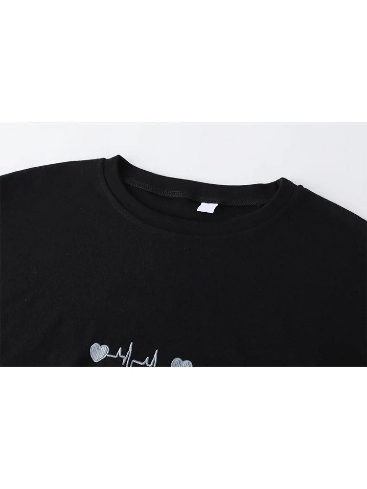 Женский пуловер в клетку с длинным рукавом и принтом сердца свободный Свитшот