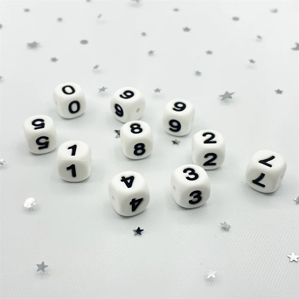 Бусины-прорезыватели силиконовые с арабскими цифрами кубики-цифры ожерелье для