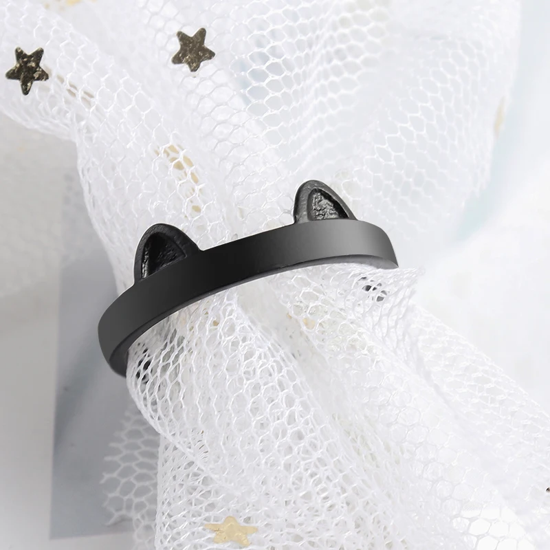 Кольцо с кошачьими ушками женское регулируемое романтическое открытое