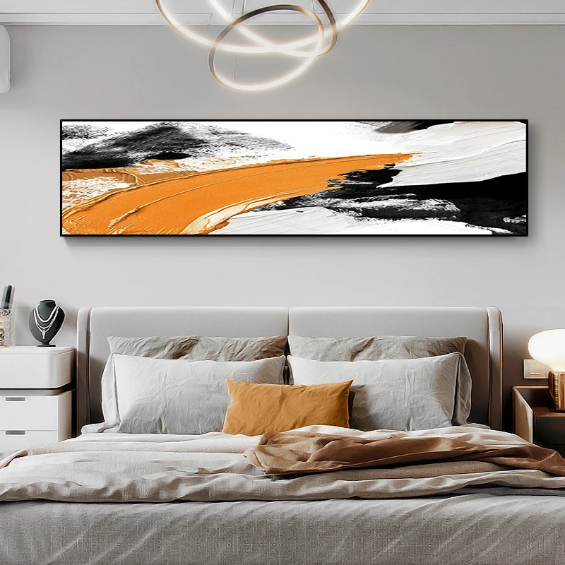 

Hand-Painted 3D Abstract Fantasy Orange Black and White Oil Painting on Canvas Wall Hang Art for Living Room Decor No Framed