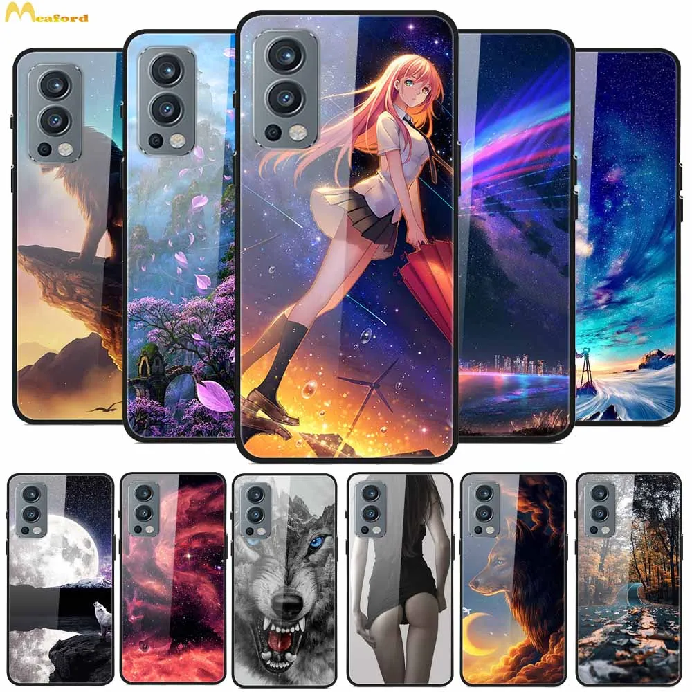 tempered glass case for oneplus nord 2 5g cases wolf space girl phone case for oneplus nord ce 5g cover one plus nord funda capa free global shipping