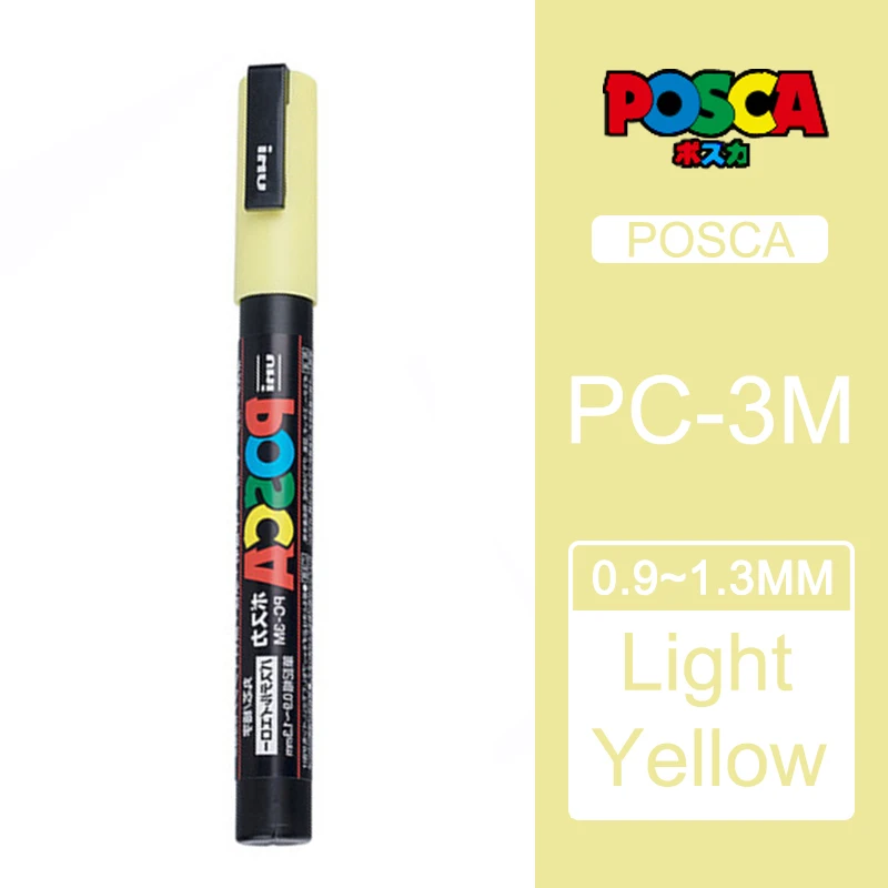 1 шт., одношариковые, Posca, PC-3M, средние маркерные ручки, постер, рекламная ручка, ФНЕ, слово, водяной знак - Цвет: Light yellow