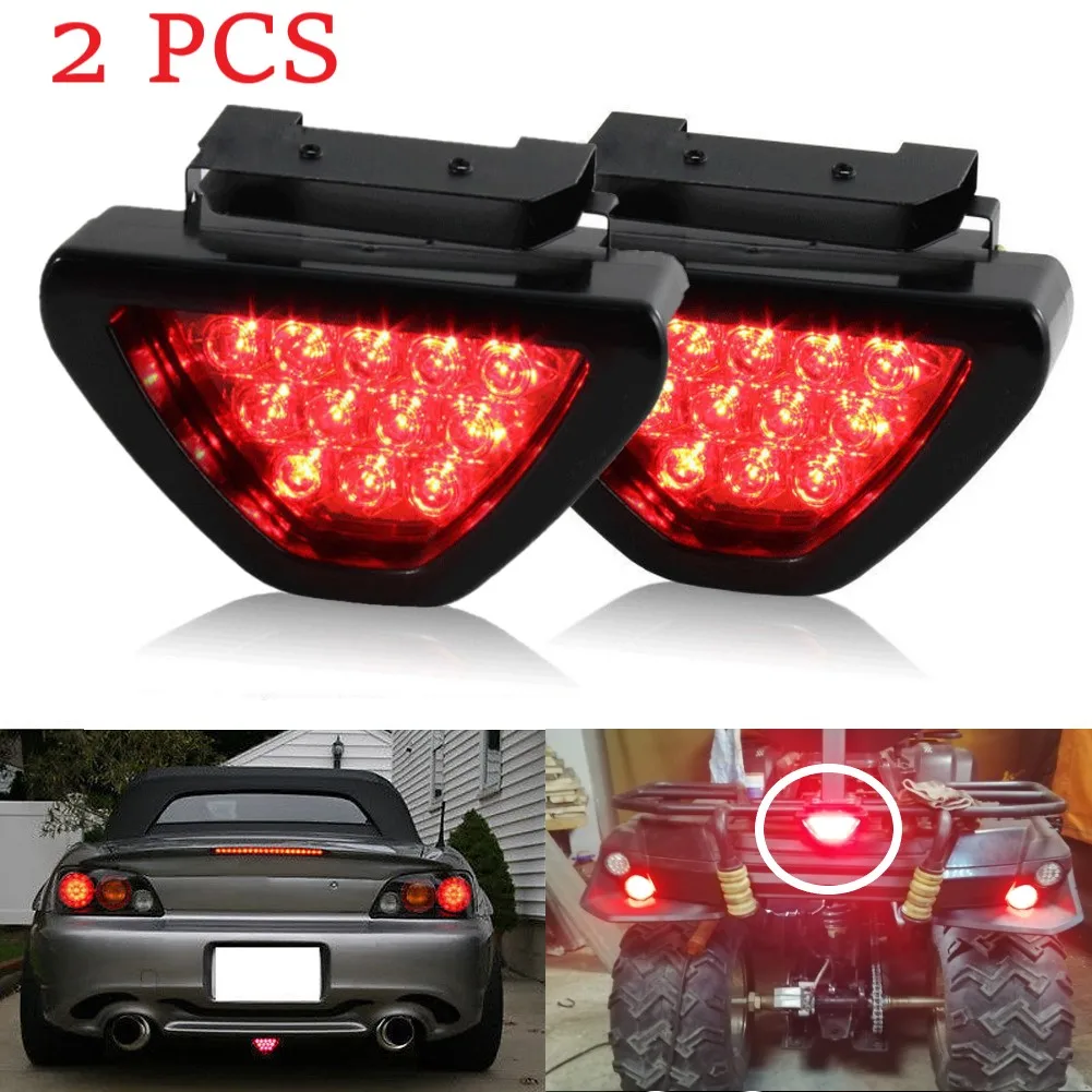 

F1 Style DRL Red 12 LED Rear Tail Stop Fog Triangular Brake Light Stop Safety Lamp Car Motor LED Rear Tail Ligth 2 PCS