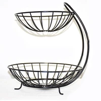 wrought iron double layer fruit basket metal draining fruit storage basket decorative iron storage tray for snack vegetable