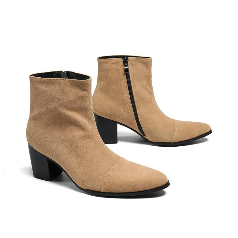 Классические мужские замшевые ботинки с острым носком модные деловые винтажные