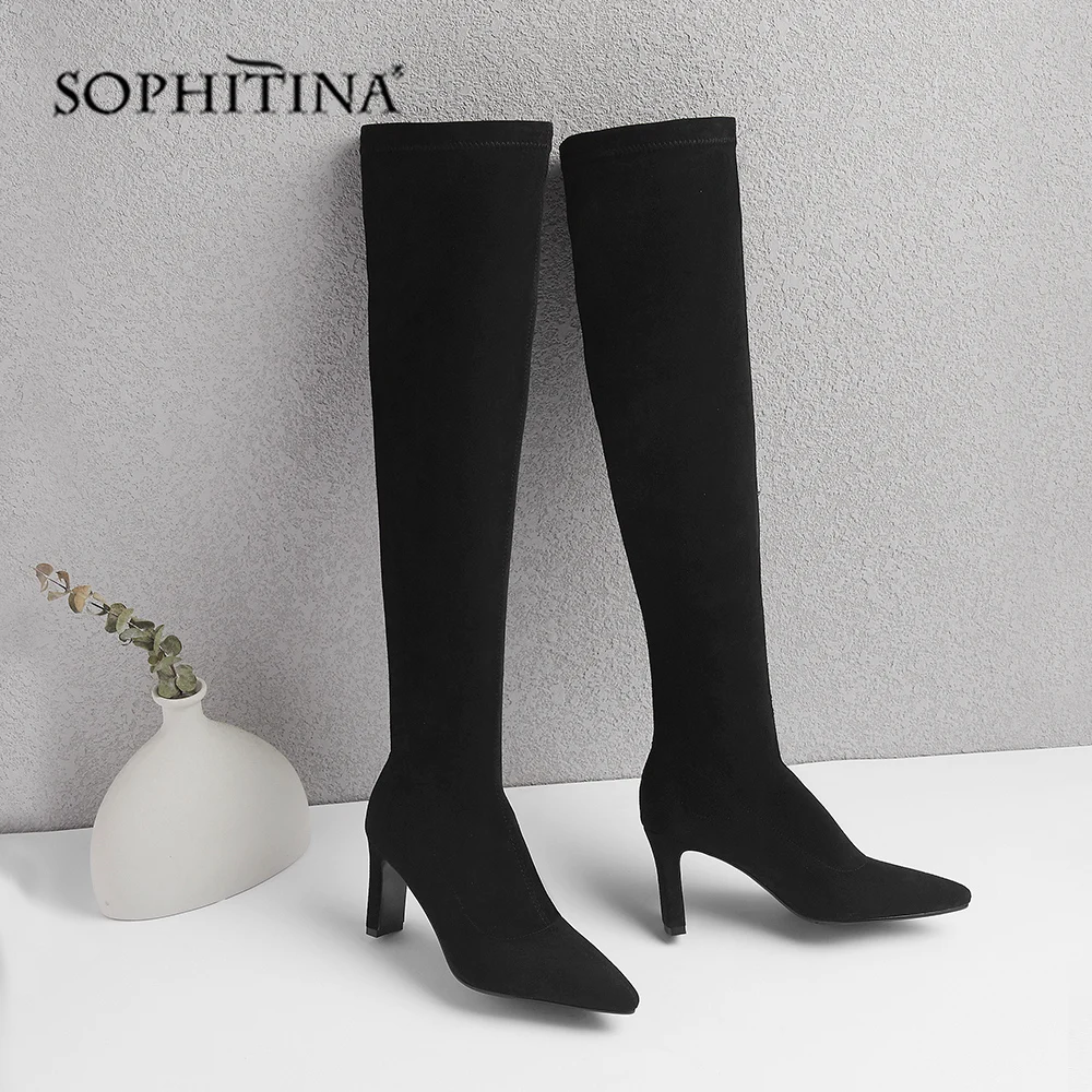 SOPHITINA/пикантные ботинки с острым носком Однотонная удобная модная дизайнерская