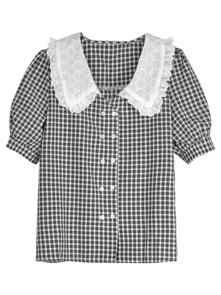

Women's Blouses and Shirts Summer French doll hubble-bubble sleeve shirt design feeling small sweet chic top female shirt thin