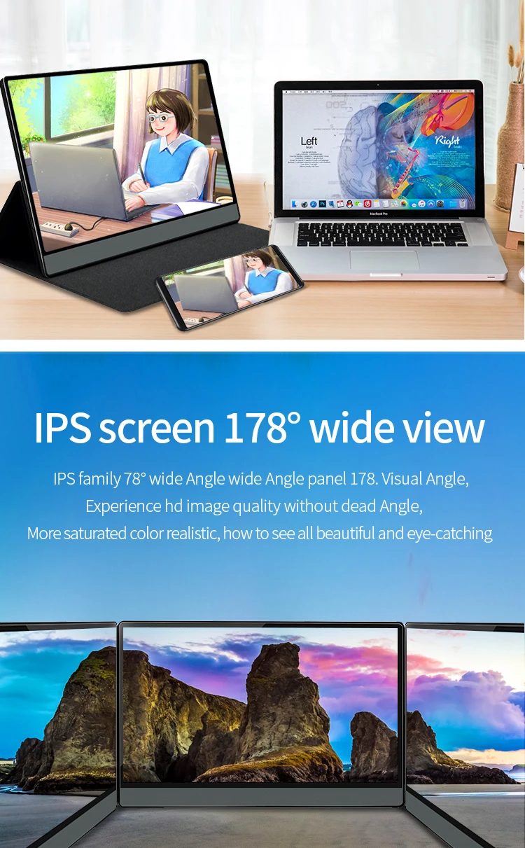 Недорогой емкостный сенсорный экран 13 3 дюйма 3200*1800 IPS USB C 3K офисный подэкран для