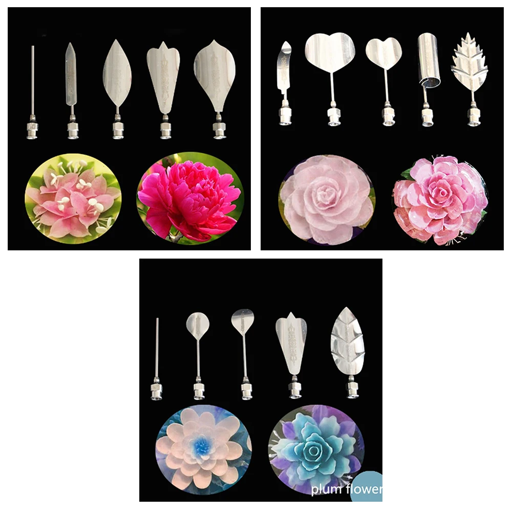 5/10PCS Flower Jello Jelly Art Needles Tools Jelly Cake Gelatin Pudding Nozzles Cake Dessert Tools Baking Pastry Decor Tips Tool