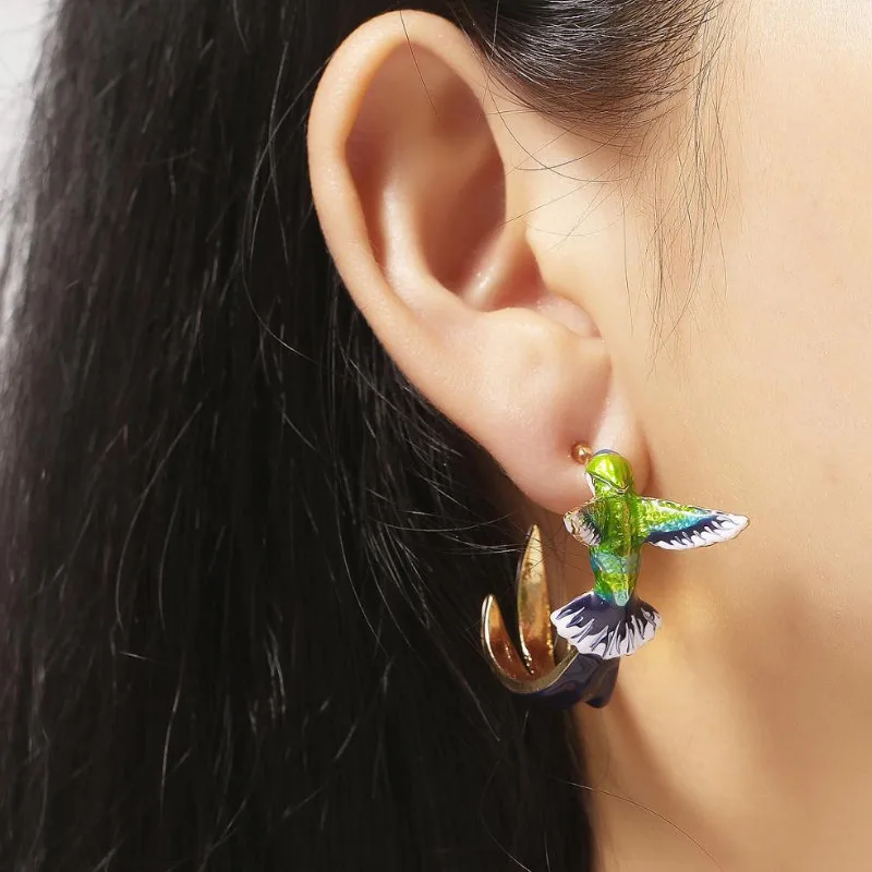

Women korean Jewelry Cute Hummingbird Earrings Birthday Gift