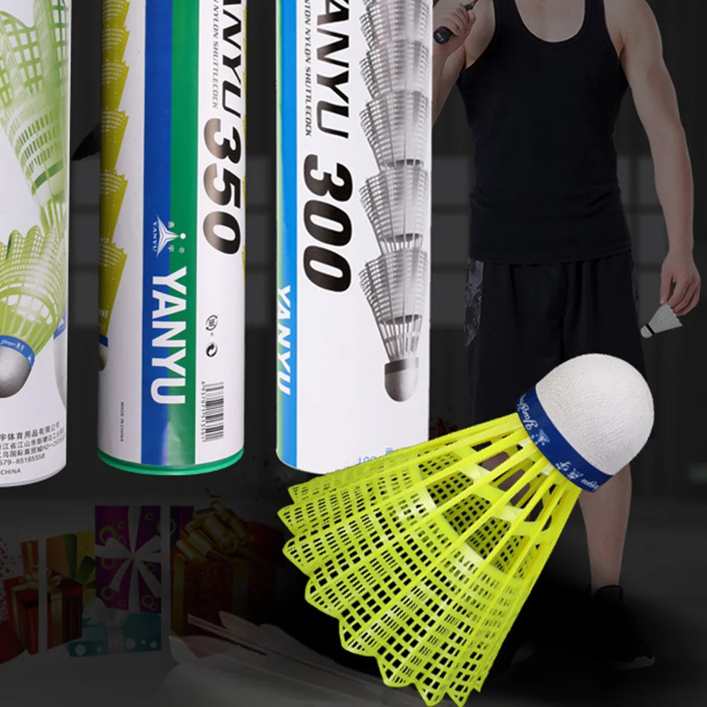 

12pcs Badminton Birdies Shuttlecocks for Indoor Outdoor Playing School Fitness Sports Activities (Yellow)