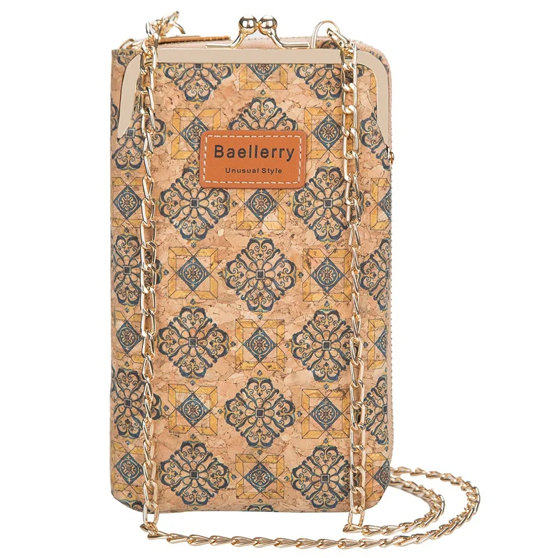 

ASDS-Baellerry New Fashion Women Wallet Wood Grain Chain Bag Classic Women Wallet Zipper Brand Wallet