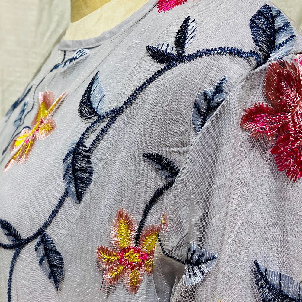 Siskakia Модное Длинное Платье макси с вышивкой круглым вырезом длинным рукавом