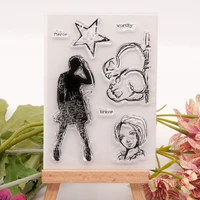 clear stamps girl and star transparent rubber stamp silicone seal for diy scrapbooking card making photo album crafts decoration