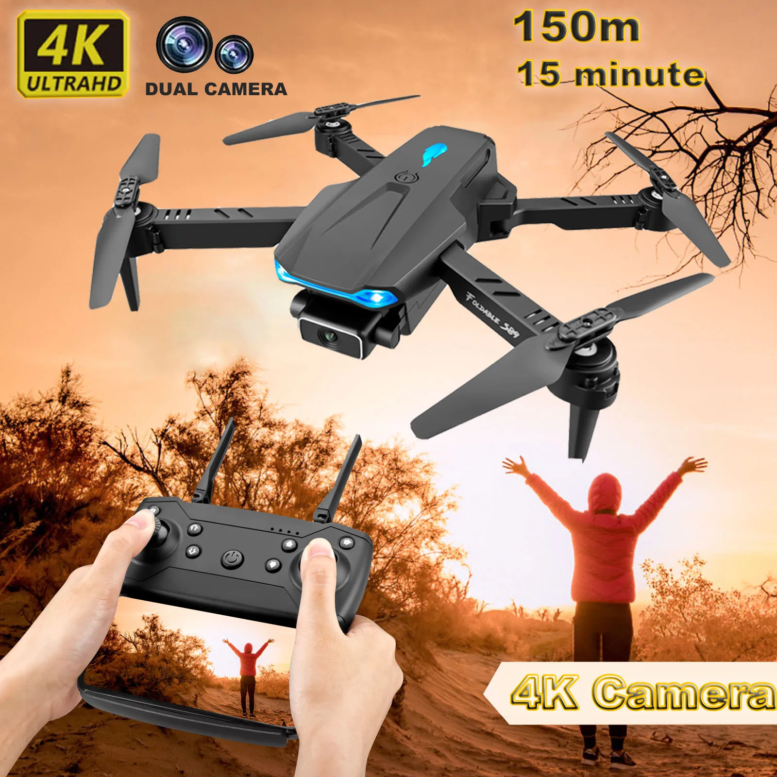 

S89 Fesional Mini Drone 4K Pro HD Dual Camera WiFi Fpv Drones Height Preservation Foldable Rc Helicopters Quadcopter Toys Gifts