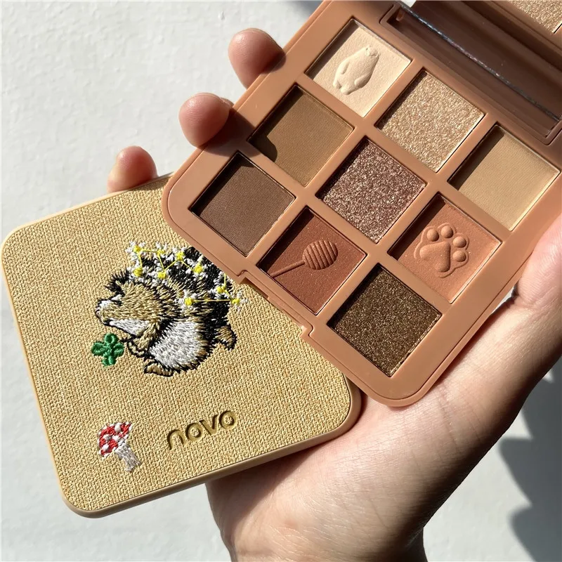 NOVO 9 оттенков животных вышивка тени для век Палитра матовые блестящие милые