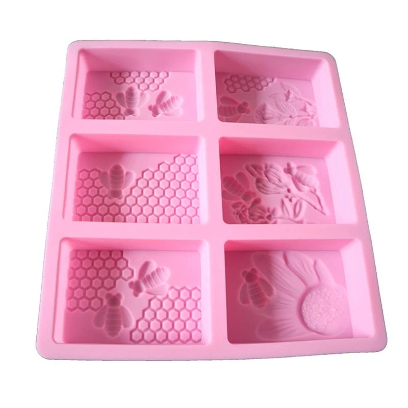 3D Bee Silicone Soap Molds, Rectangle Honeycomb Molds Beehive Cake Baking Mold for Homemade Craft
