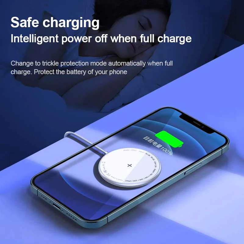 

Magnetic Wireless Charging 15W Fast Wireless Charger Pad for iPhone 12 12 pro Max 12mini Fast Charger for iPhone X XR Samsung S9