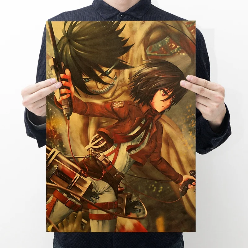 Attack on Titan B Style Poster Japanese Cartoon Comic Kraft Paper Wall Stickers Home Decor Painting 51.5x36cm | Дом и сад