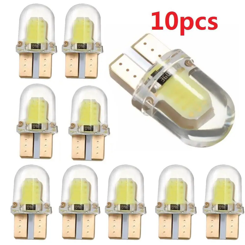 

10pcs T10 194 168 W5W COB 4 SMD LED CANBUS Silica Bright White Car Interior Clearance License Light Bulbs Car Lights Universal