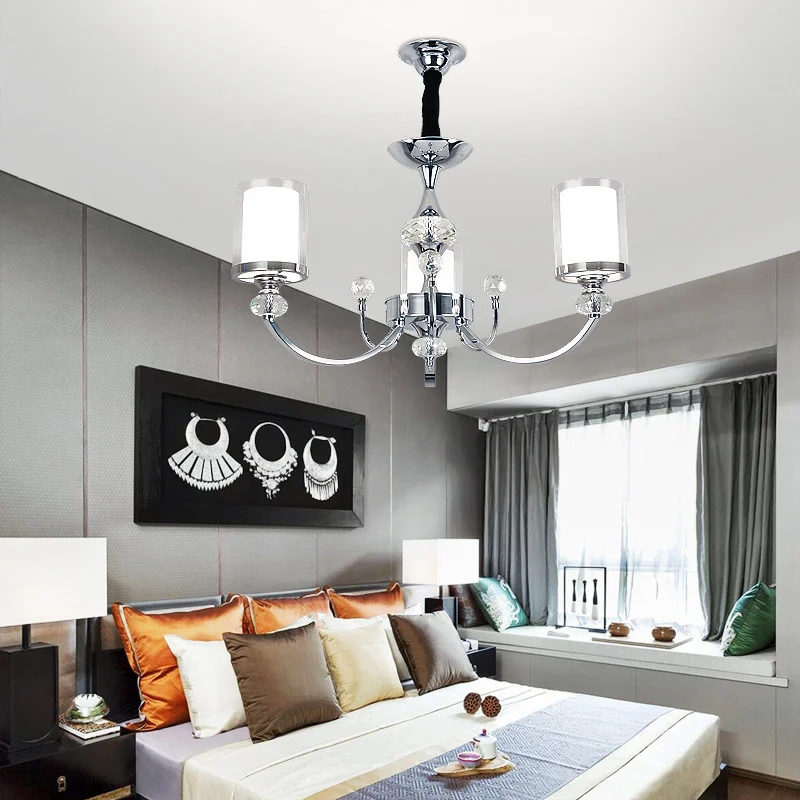Modern Crystal Led Chandeliers Lighting Chrome Metal Dining Room Pendant Chandelier Lights Living Hanging Lamp Fixtures |