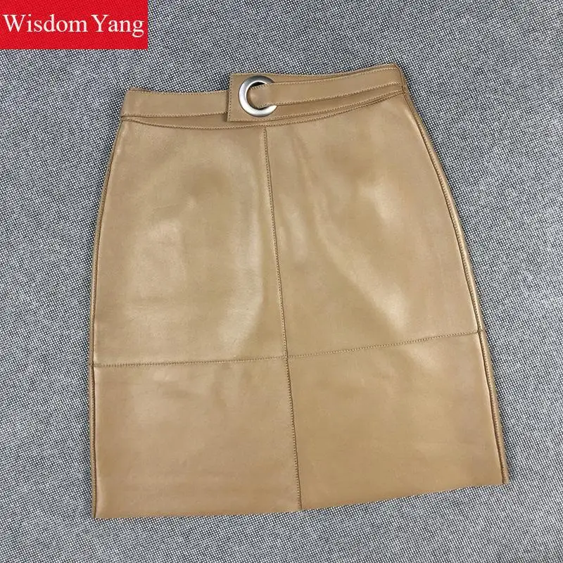 Юбка-карандаш женская из овечьей кожи с высокой талией | Женская одежда