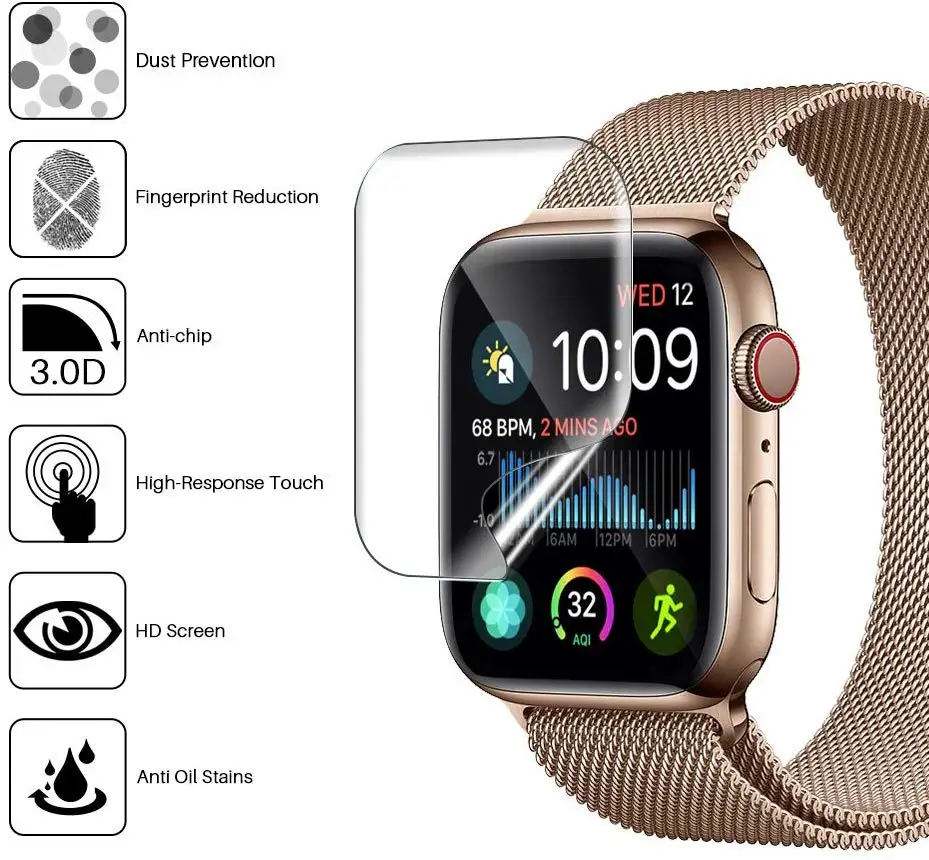 

Защитная пленка для экрана HD для Apple Watch 6 SE 5 4 3 2 40 мм 44 мм, закаленная пленка для экрана с защитой от царапин 42 мм 38 мм для серии iWatch