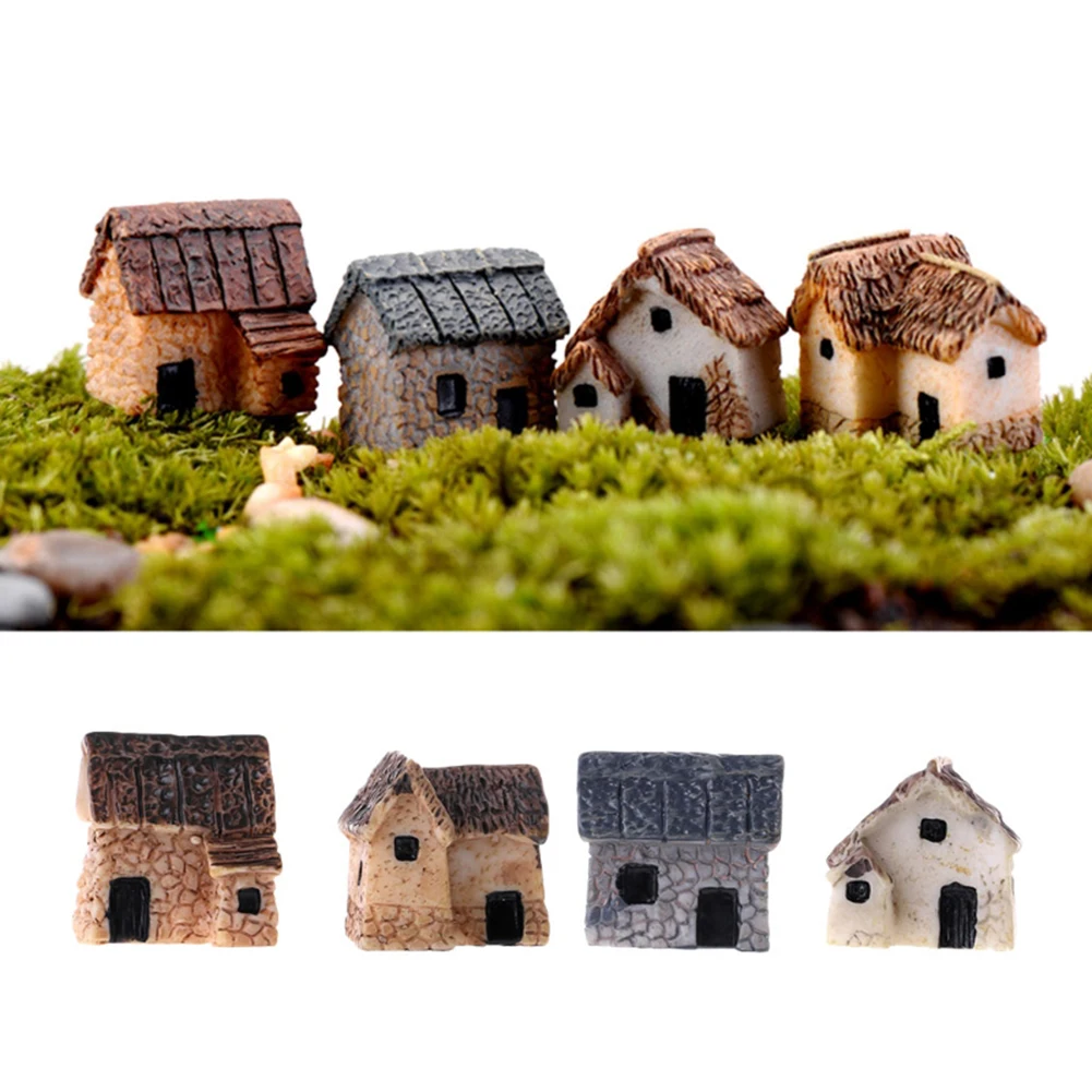 1/4 шт. микро пейзажная миниатюра Village Stone House DIY Сад орнамент Симпатичные украшения
