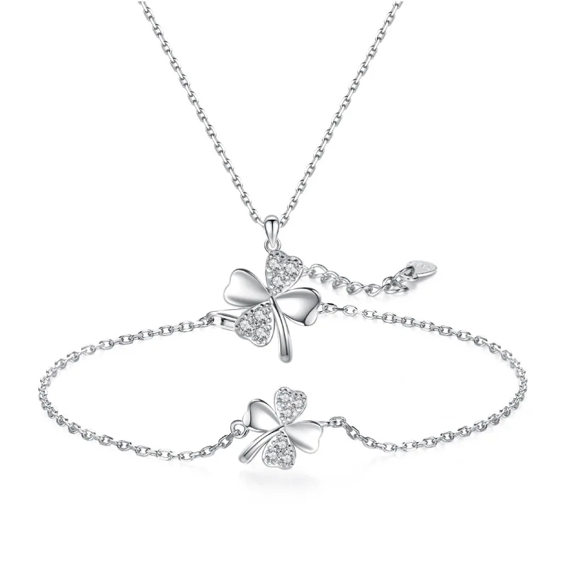 

2021 Necklace female Sterling Silver Fashion Korean Lucky Clover Necklace collar chain pendant headwear wholesale