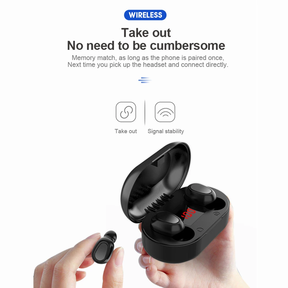 Мини bluetooth-наушники-вкладыши с зарядным отсеком и цифровым дисплеем | Электроника