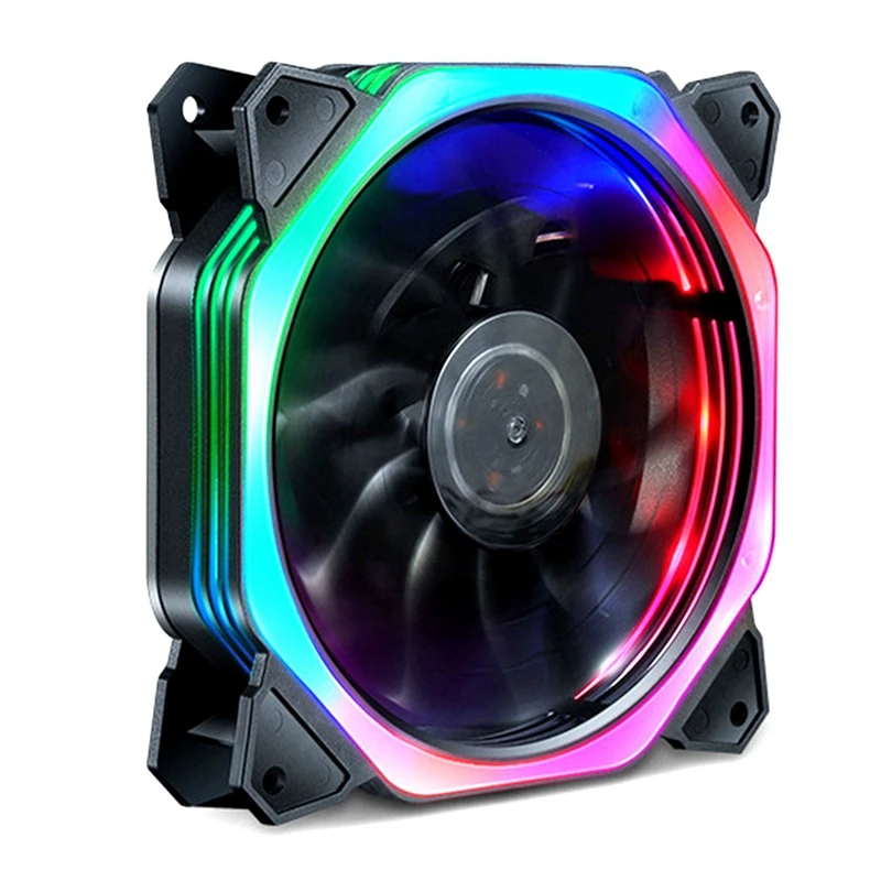 

12cm Dual Aperture Computer Case Fan LED Mute 12V Desktop Computer Case Cooling Fan