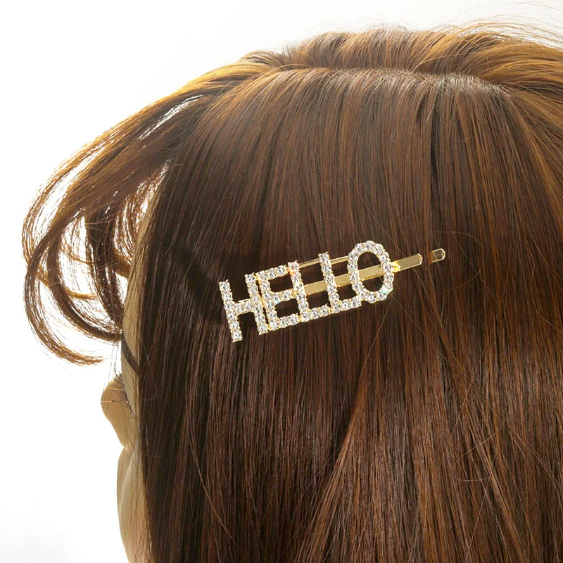 

1Pc Shining Letter Hairpins Crystal Shiny Geometric Rhinestones Hair Clips Women Styling Tool Hairgrip Diamond Hair Accessories