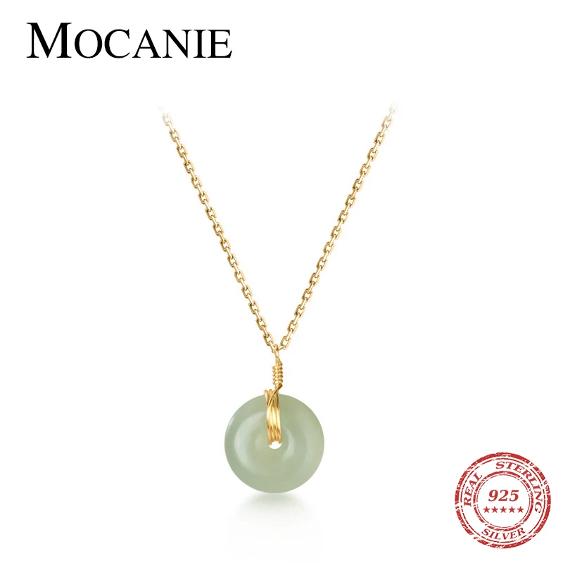 

Mocanie Trendy Luxury Tourmaline Luckly Pendant for Women Authentic 925 Sterling Silver Geometric Round Pendant Fine Jewelry