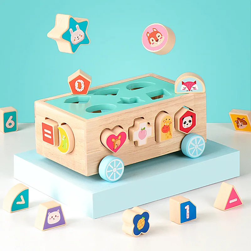 

WoCo Kids Montessori Toys Wooden Color Shape Math Box Board Block Games Prefab House Children Educational Toys For Baby Boy Girl