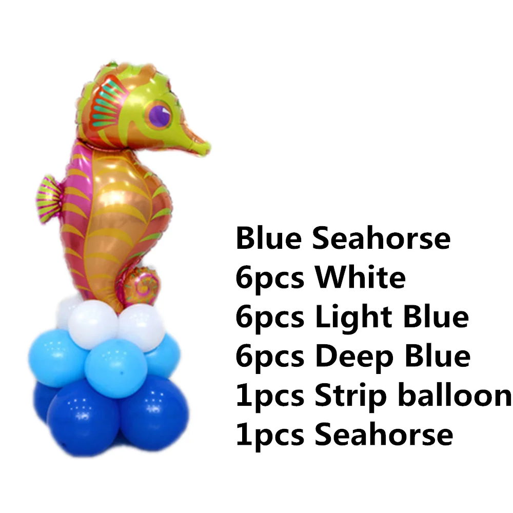 17 шт./лот рыбы Дельфин гиппокамп фольга латексные шары стойки гелиевые надувные