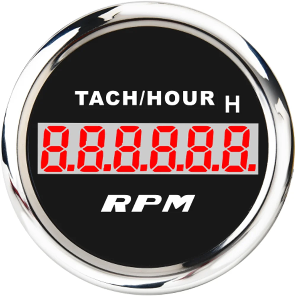 

NEW 52mm Digital Hour Meter for Marine Boat Engine Waterproof Tachometer Hourmeters Time Hours Gauge Tach 0~ 9999 RPM 12V 24V