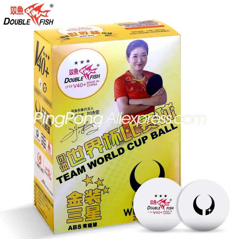 Мячи для настольного тенниса Double Fish GOLD 3 Star V40 Пластиковые (ITTF WORLD CUP Ball) из АБС